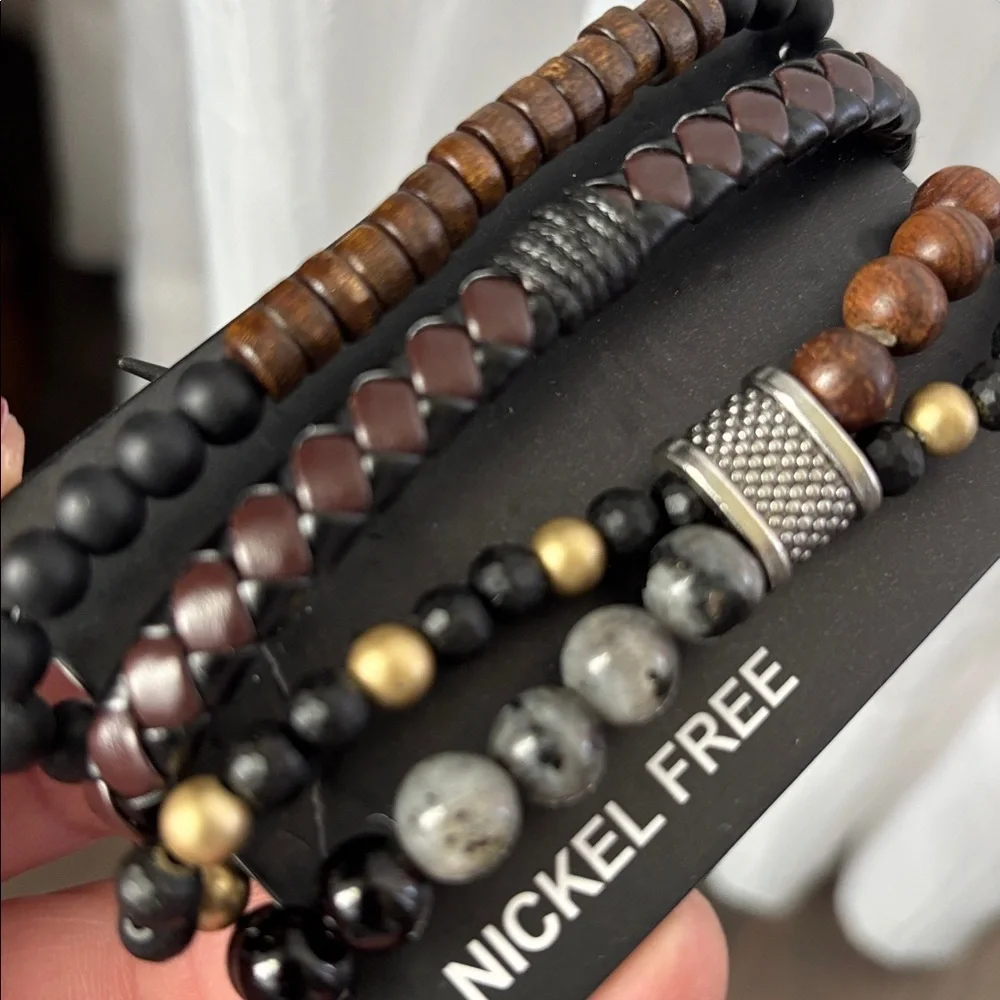 Buddha Wood Bead,flat braided leather,4 row,wrap,adjustable,nickle free bracelet